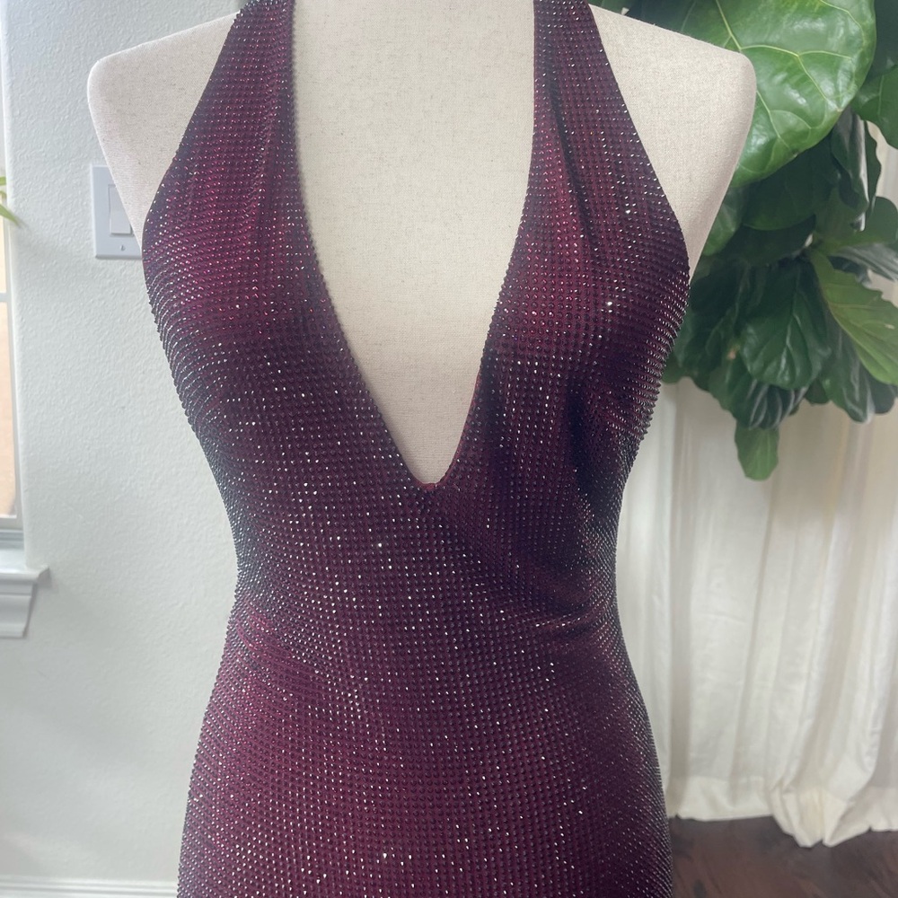 Burgundy Backless Dress
